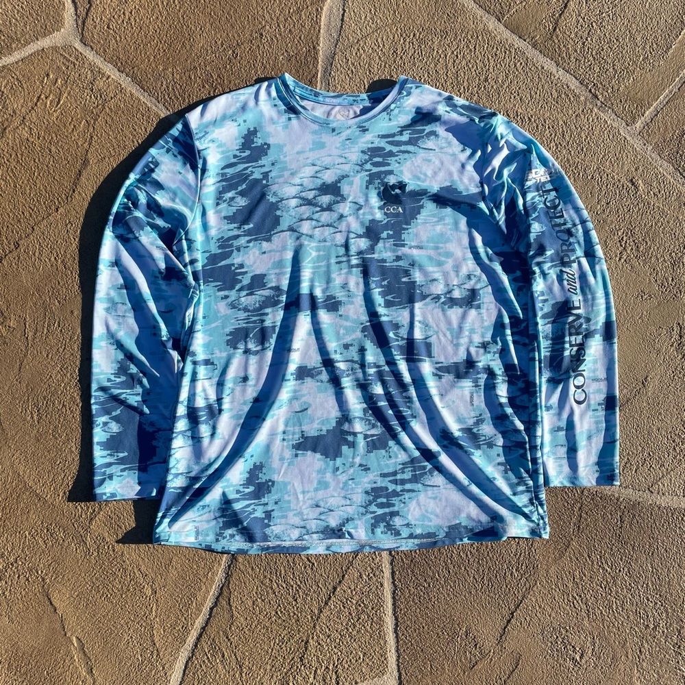 Coastal Conservation Association Fishing Dri-Fit Shirt Blue/Navy Size 2XL